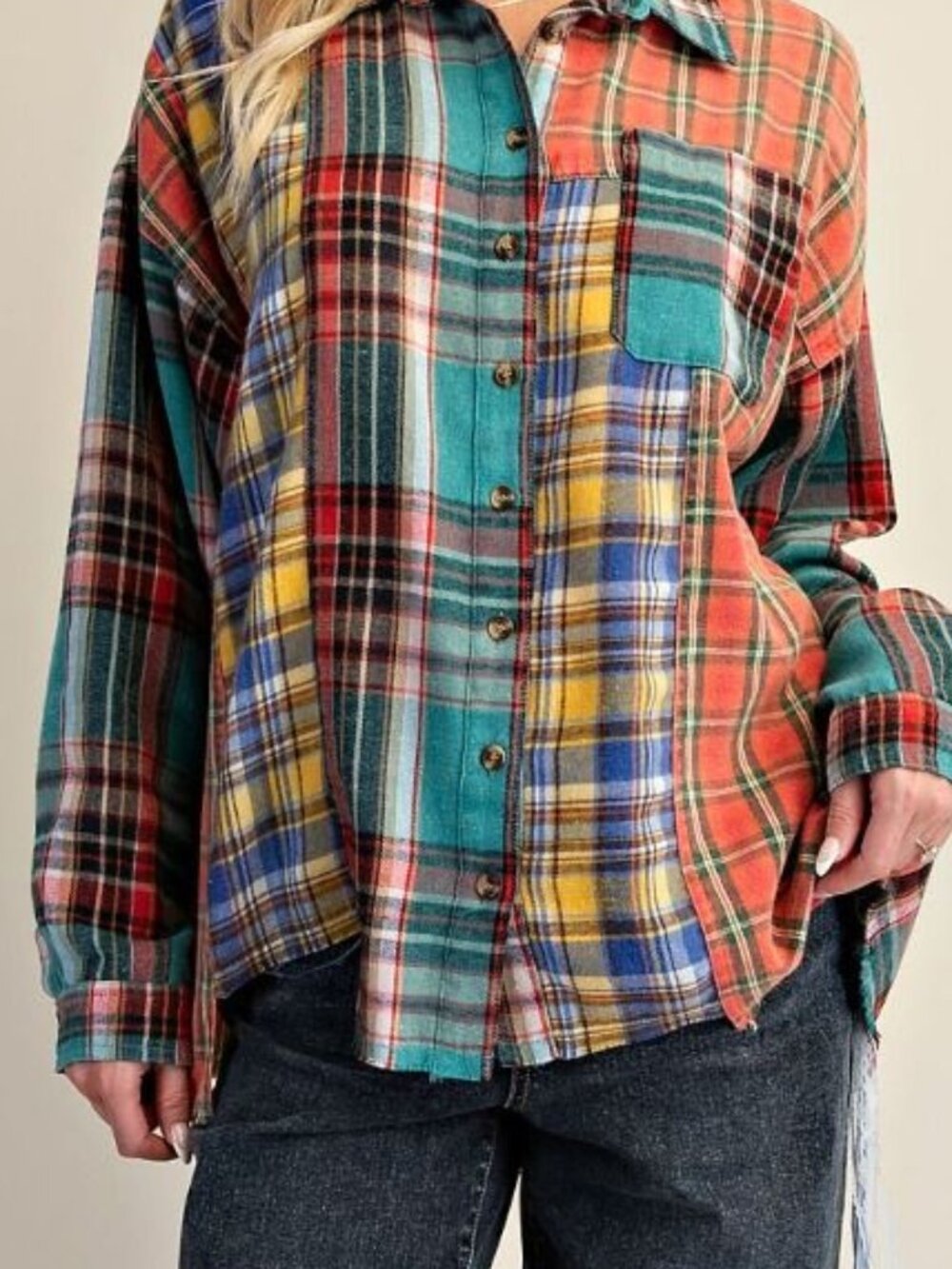NWT Super Soft Easel Mixed Button Down Shirt - Picture 14 of 16